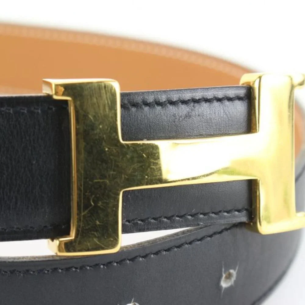 Hermès Reversible Black x Brown x Gold 24mm Constance H Logo Belt Kit 72h84s